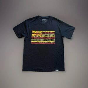 HI Finest Hawaii Men's Large T-Shirt Kanaka Maoli Flower Lei Flag Black Tee L